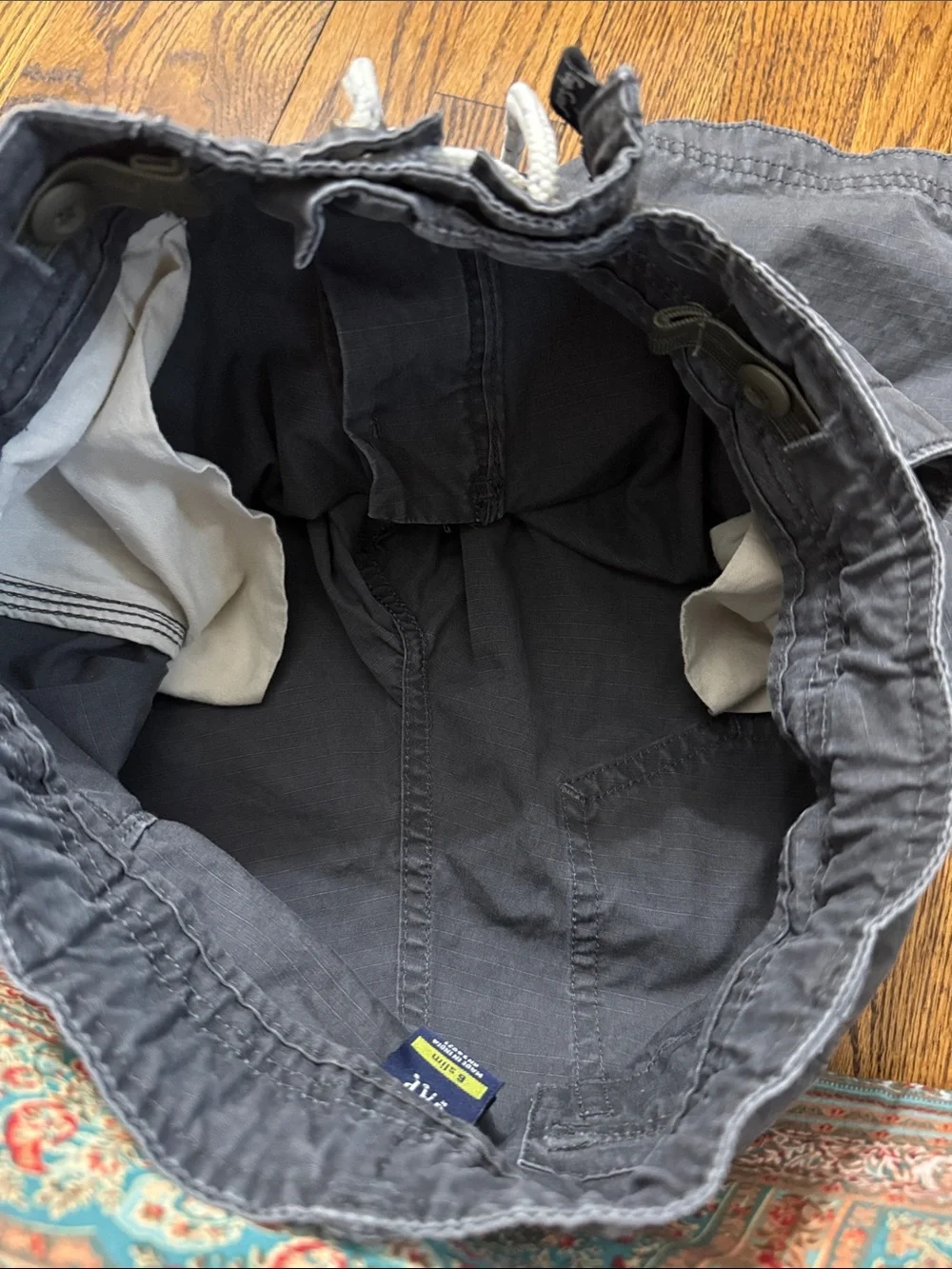 2011 GAP Kids Ripstop Cargo Shorts Gray Size 6 Slim Drawstring 100% Cotton